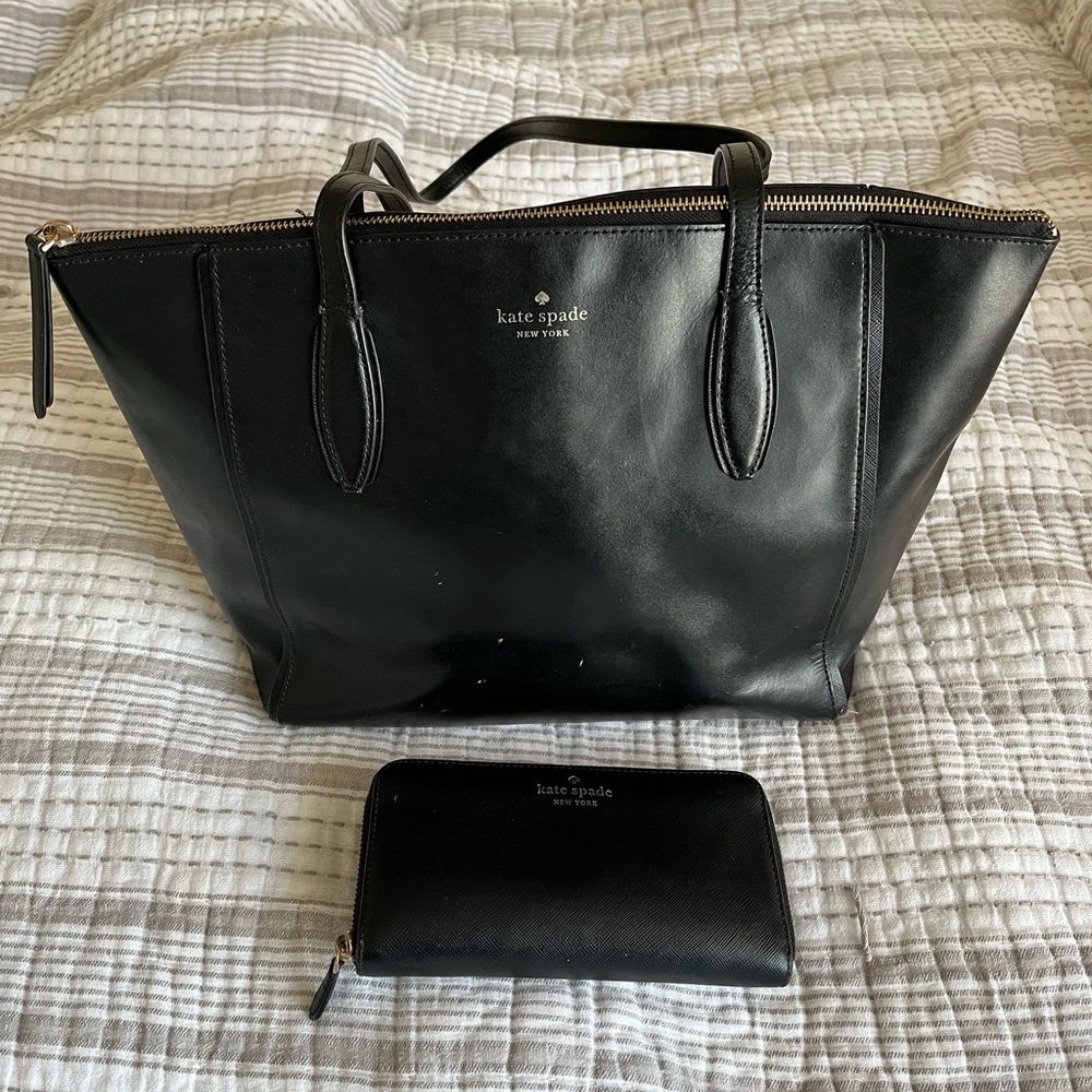 Kate Spade Black Tote Bag and Wallet Set